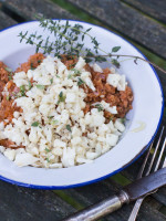 Roter Buchweizenbulgur mit geröstetem Blumenkohl, nur Mut bei pingeligen Kindern!