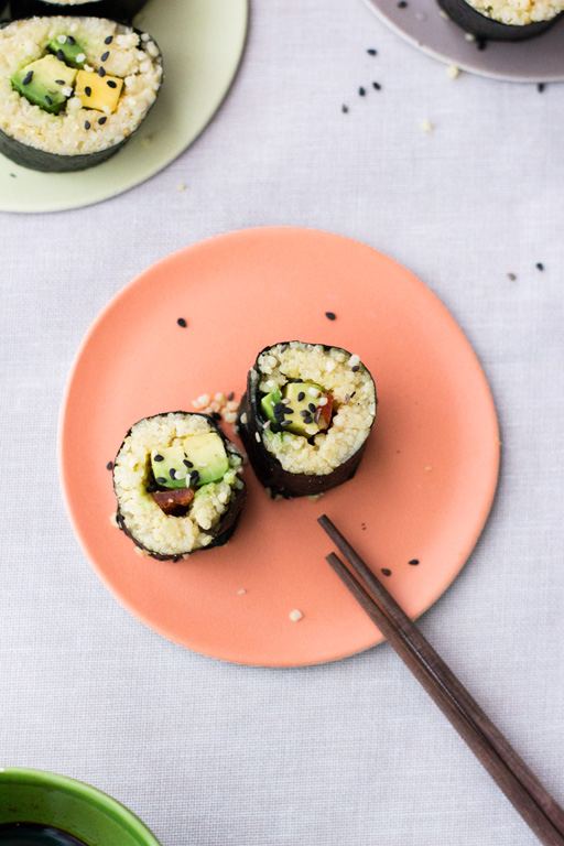 Schnell selbstgemachte vegane Hirsesushi