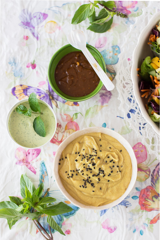 Vegane cremige Dips für Sommerrollen