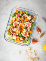 Essen unterwegs: Salat mit Süßkartoffeln und Zitronen-Mus-Dressing (vegan & glutenfrei)